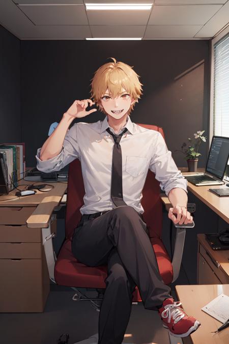 00033-2307784586-(masterpiece, best quality_1.2), , solo, male focus, 1boy, denji, sharp teeth, grin, looking at viewer, sitting in an office cha.jpg